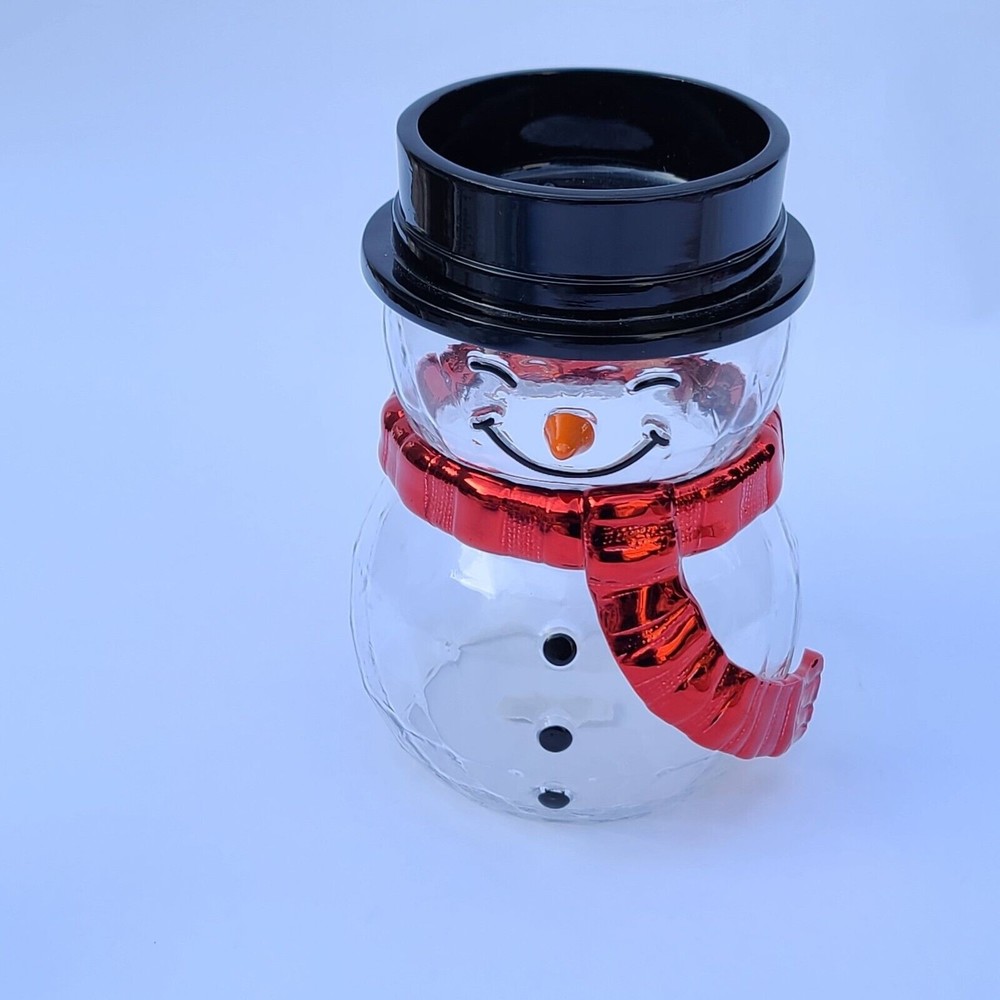Bath & Body Works Glass Snowman Single Wick Pedestal Candle Holder 7.5" H NEW - Picture 1 of 5
